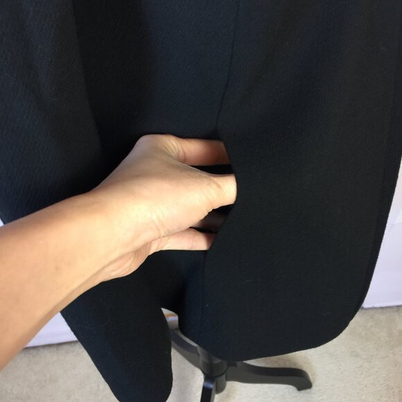 Vtg Ann Taylor Jacket Blazer 8P Womans Black Wool Double Breasted Ruffle Collar - Picture 15 of 15